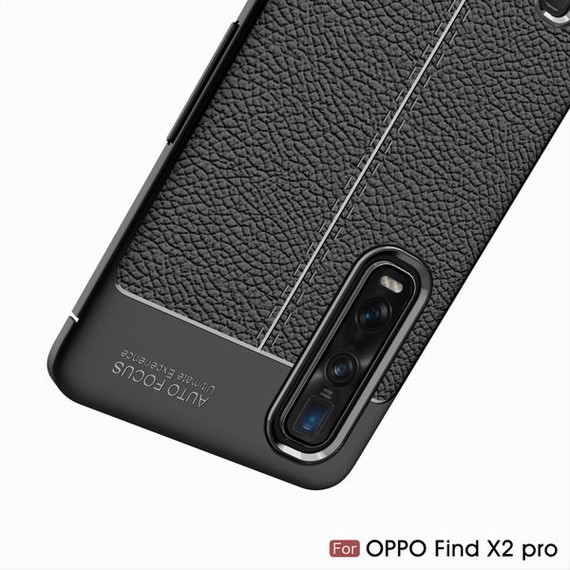 OPPO Find X2 Pro Leather Texture TPU Case Black