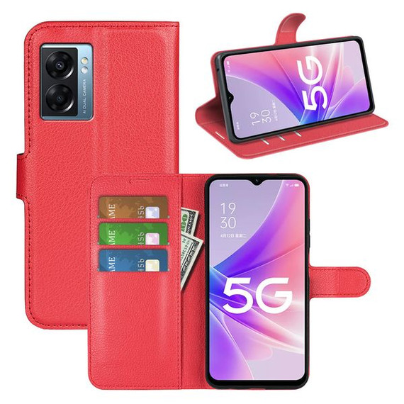 Oppo A77 5G      Pu Wallet Case    [Red]