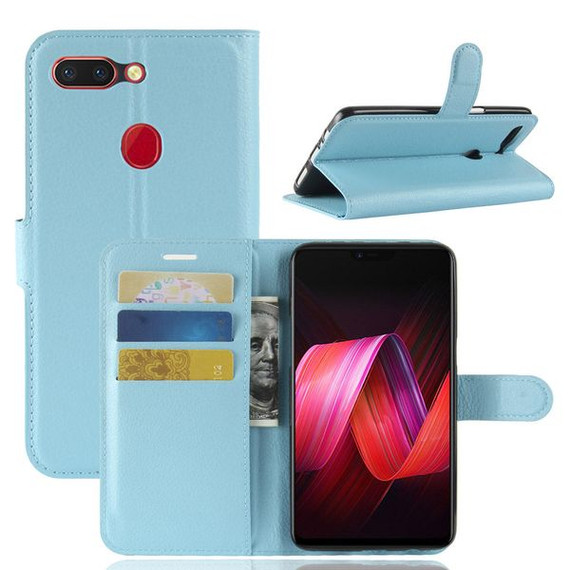Oppo R15      Pu Wallet Case    [Lightblue]