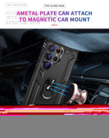 Samsung Galaxy S23 Ultra      Military Armour Ring Case    Red