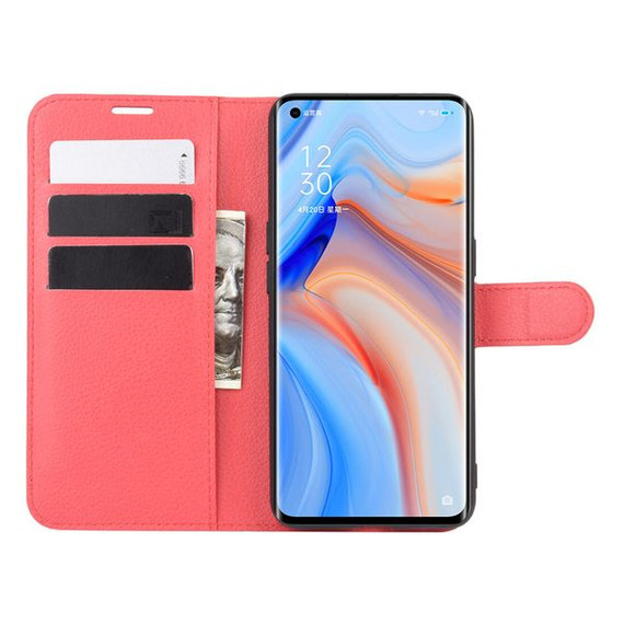 Oppo Reno4 Pro 5G      Pu Wallet Case    [Red]