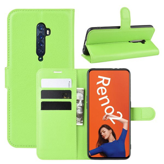 Oppo Reno2      Pu Wallet Case    [Green]