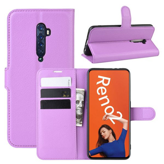Oppo Reno2      Pu Wallet Case    [Purple]