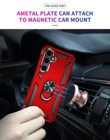 Samsung Galaxy S24+      Military Armour Ring Case    Red