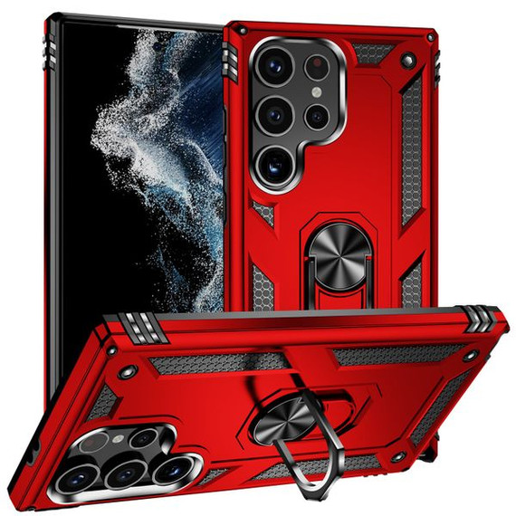 Samsung Galaxy S24Ultra Military Armour Ring Case Red Samsung Galaxy S24Ultra Military Armour Ring Case Red