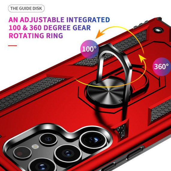 Samsung Galaxy S24Ultra Military Armour Ring Case Red Samsung Galaxy S24Ultra Military Armour Ring Case Red