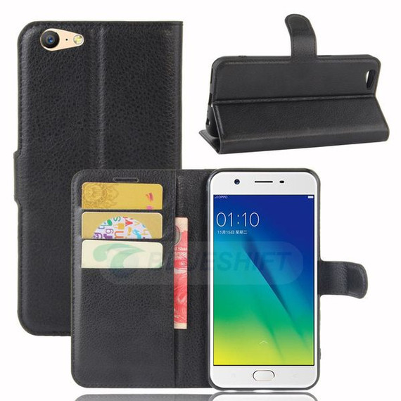 Oppo A39/A57      Pu Wallet Case    [Black]
