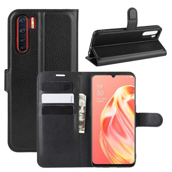 Oppo A91      Pu Wallet Case    [Black]