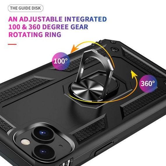 Apple iPhone 15 Military Armour Ring Case Black Apple iPhone 15 Military Armour Ring Case Black