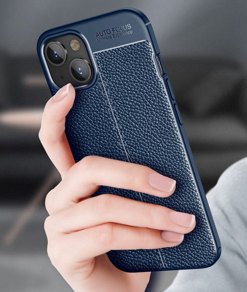 Apple iPhone 14 Leather Texture Case Navy