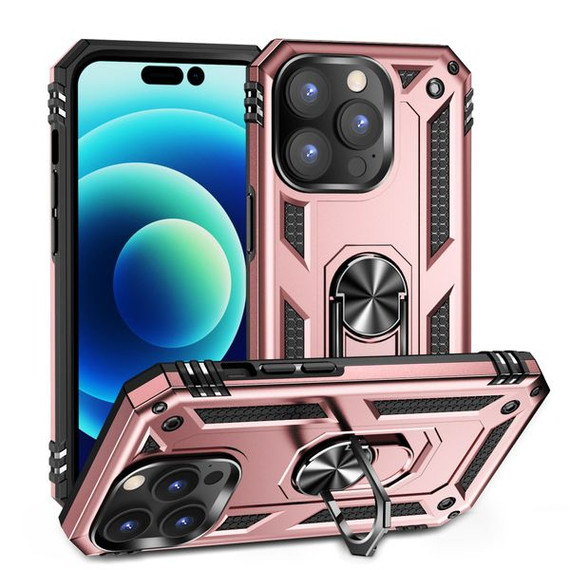 Apple iPhone 14 Pro Military Armour Ring Case RoseGold Apple iPhone 14 Pro Military Armour Ring Case RoseGold