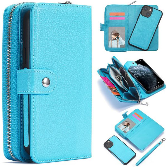 Apple iPhone 13 Mini Zipper Wallet Case LightBlue
