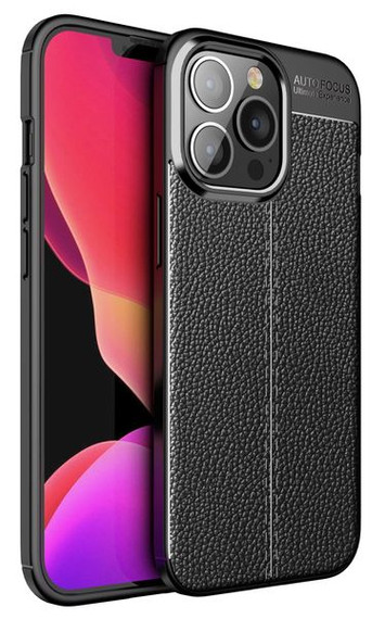Apple iPhone 14 Pro Max Leather Texture Case Black