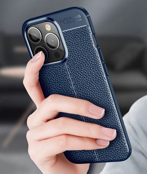 Apple iPhone 14 Pro Leather Texture Case Black