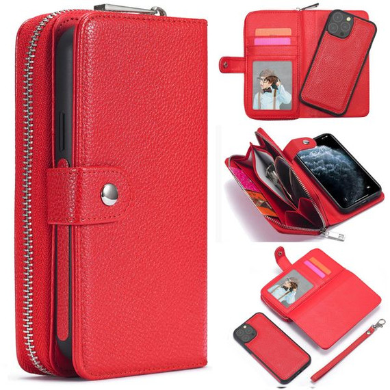 Apple iPhone 13 Pro Max Zipper Wallet Case Red Apple iPhone 13 Pro Max Zipper Wallet Case Red