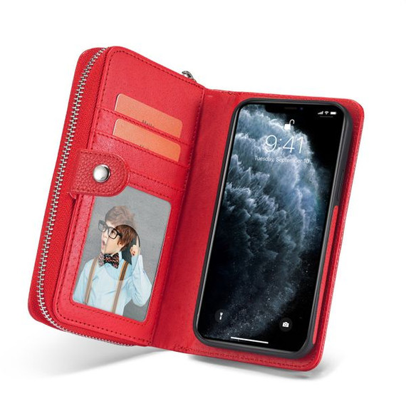 Apple iPhone 13 Pro Max Zipper Wallet Case Red