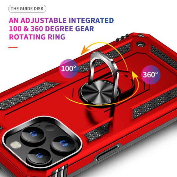 Apple iPhone 15 Pro Military Armour Ring Case Red