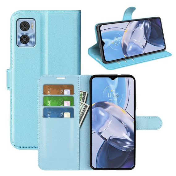 Moto E22I      Pu Wallet Case    [Lightblue]