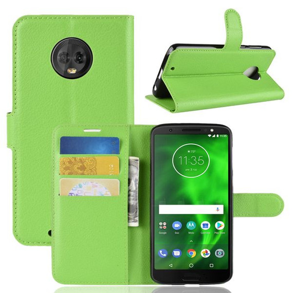 Moto G6      Pu Wallet Case    [Green]