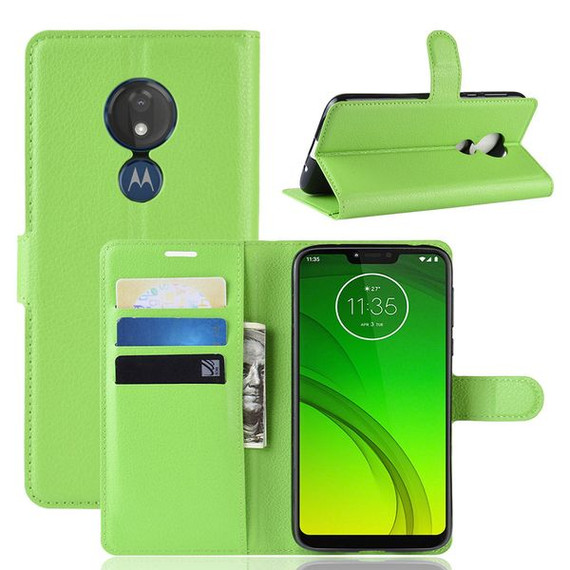 Moto G7 Power      Pu Wallet Case    [Green]