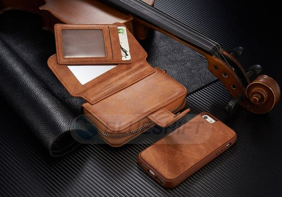 Apple iPhone 5/5S/SE(1st Gen) Deluxe Zipper Case Brown