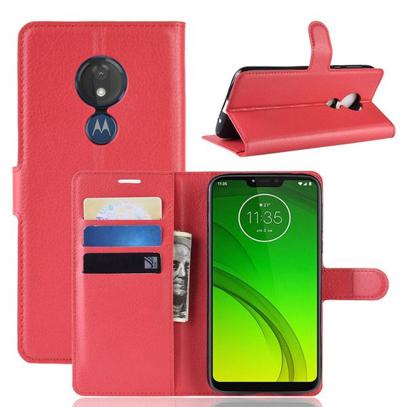 Moto G7 Power      Pu Wallet Case    [Red]