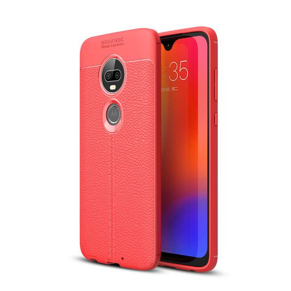Moto G7/G7Plus Leather Texture Case Red