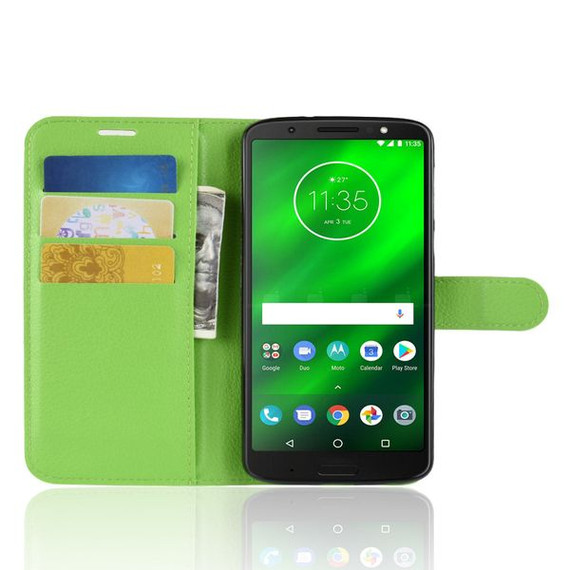 Moto G6 Plus      Pu Wallet Case    [Green]