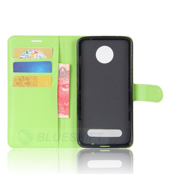 Moto Z2 Play      Pu Wallet Case    [Green]