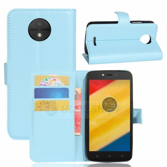 Moto C      Pu Wallet Case    [Lightblue]
