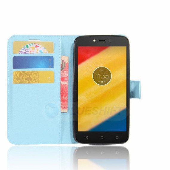 Moto C      Pu Wallet Case    [Lightblue]