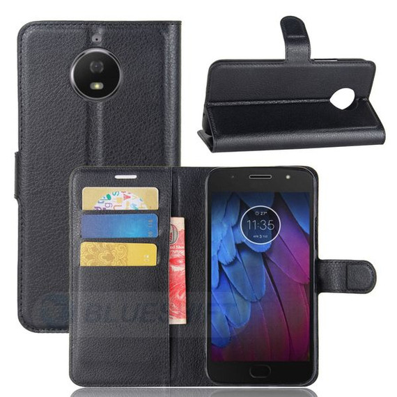 Moto G5S Plus      Pu Wallet Case    [Black]