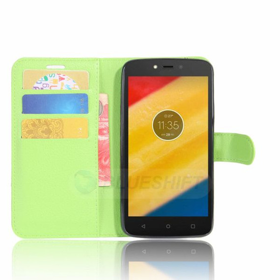 Moto C      Pu Wallet Case    [Green]