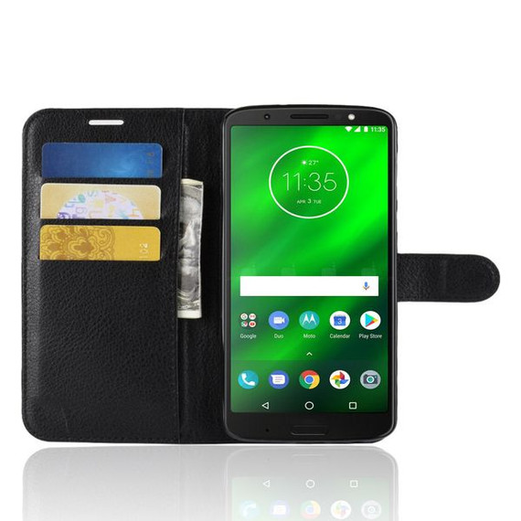 Moto G6 Plus      Pu Wallet Case    [Black]