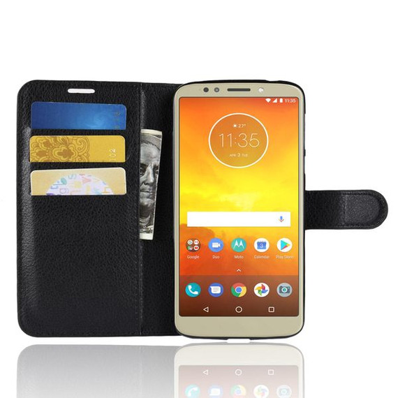 Moto E5/G6Play      Pu Wallet Case    [Black]