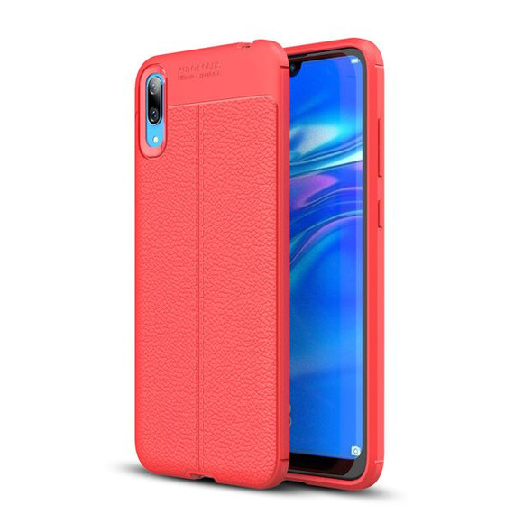 Huawei Y7 Pro 2019      Leather Texture Case    Red
