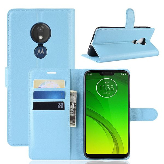 Moto G7 Power      Pu Wallet Case    [Lightblue]