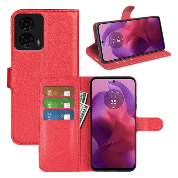 Moto G24      Pu Wallet Case    [Red]