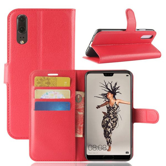 Huawei P20      Pu Wallet Case    [Red]
