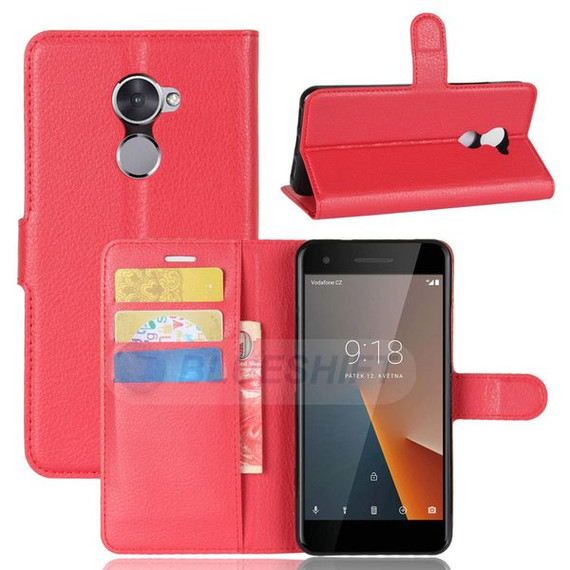 Vodafone Smart V8      Pu Wallet Case    [Red]