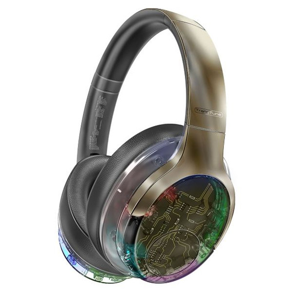 PROMATE HiFi Wireless Noise Cancelling Headphones with RGB Lighting, 40Hrs Playback, GunMetal - TRANSTUNE.GMT