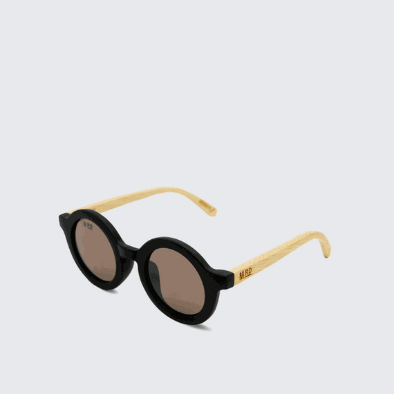 Moana Road Kids Sunnies - Bambino [Black w/ Wood Arms - 3360]
