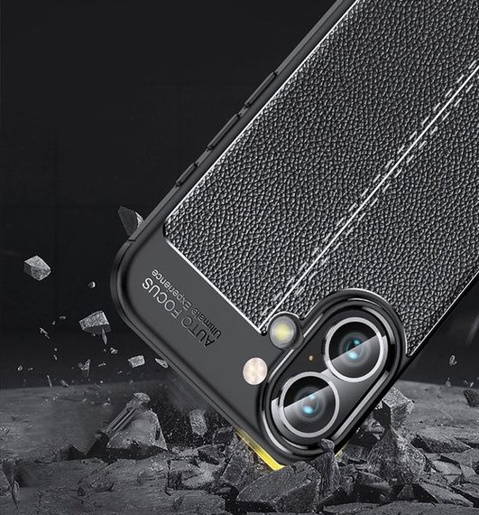 Apple iPhone 16      Leather Texture Case    [Black]