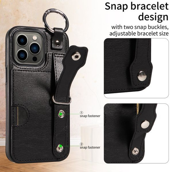 Apple iPhone 13 Pro Hand Strap PU Card Case Black