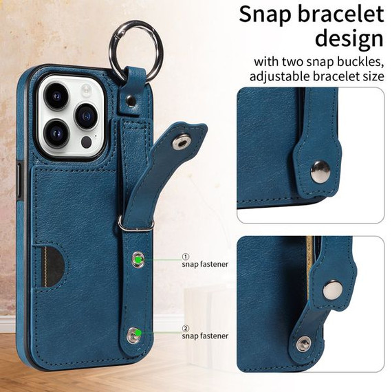 Apple iPhone 14 Pro Hand Strap PU Card Case Navy