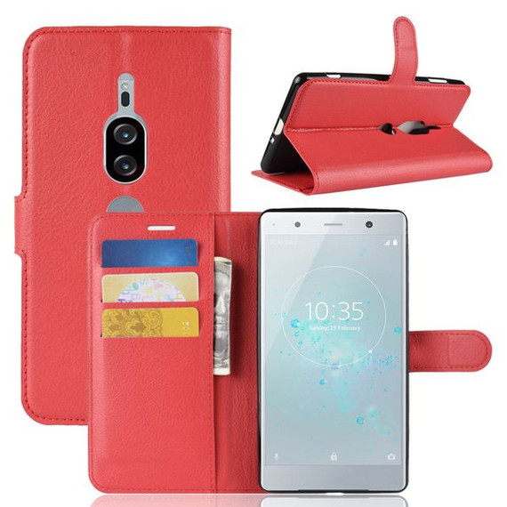 Sony Xperia XZ2 Premium      PU Wallet Case    [Red]