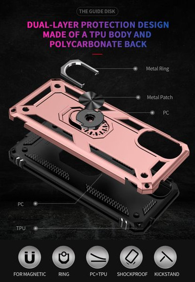 Motorola G22      Military Armour Ring Case    [Rosegold]
