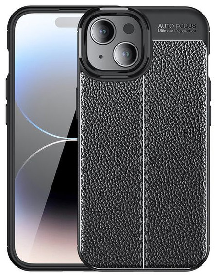 Apple iPhone 15 Plus Leather Texture Case Black