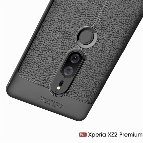 Sony Xperia XZ2 Premium      Leather Texture Case    [Red]
