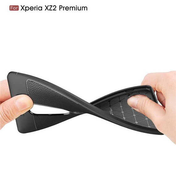 Sony Xperia XZ2 Premium      Leather Texture Case    [Red]